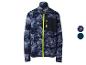 Veste polaire bleue à motif camouflage avec fermeture éclair jaune vif