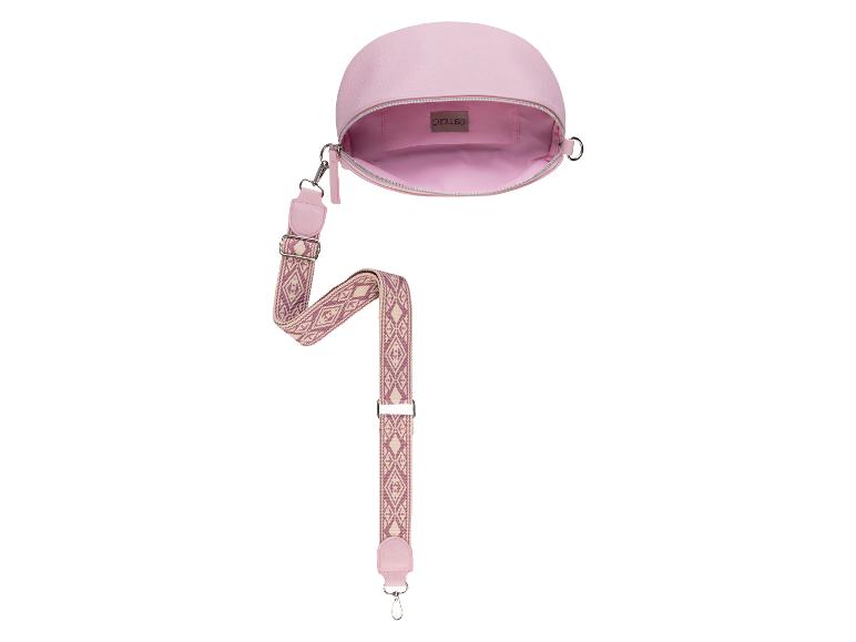 Un sac à main rose Esmara avec une bandoulière tissée.