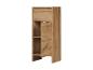 Meuble en bois clair avec tiroir et portes, étagères intérieures.