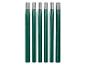 Cinq poinçons verts pour le travail des métaux.