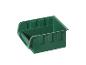 Une boîte de rangement verte en plastique pour les outils ou autres petits objets.