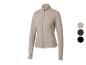 Veste de sport beige pour femme avec fermeture éclair et logo.