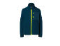 Veste polaire homme bleu foncé avec fermeture éclair jaune vif et poche poitrine.