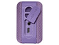 Haut-parleur Bluetooth portable de couleur lilas avec des connexions AUX et USB.
