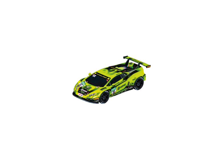 Voiture de course miniature Carrera Lamborghini Huracán GT3 EVO2 de couleur verte.