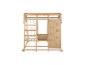 Structure d'escalade intérieure en bois avec échelle, filet de corde, balançoire et mur d'escalade