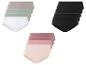 Une sélection de sous-vêtements féminins, y compris des culottes blanches, noires, vertes, roses et marrons.