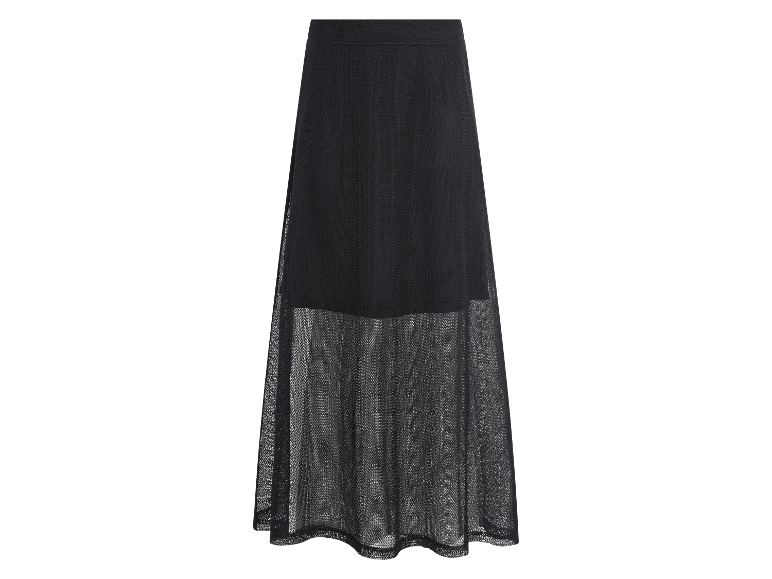 Jupe longue noire en maille avec doublure.