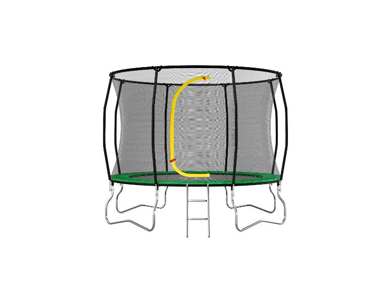 Trampoline de jardin avec filet de sécurité et échelle, vert et noir