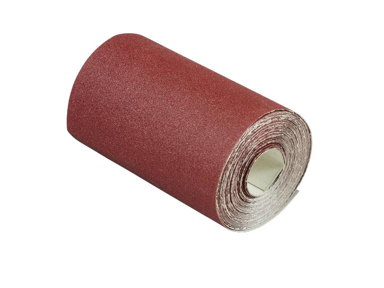 Rouleau de papier de verre rouge, idéal pour le ponçage et la finition.