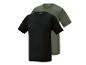 Deux t-shirts à manches courtes, un noir et un vert olive.