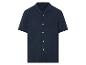 Chemise à manches courtes bleu marine à col mao.