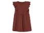Robe brun-rouge pour enfant, style bohème, détails en dentelle.