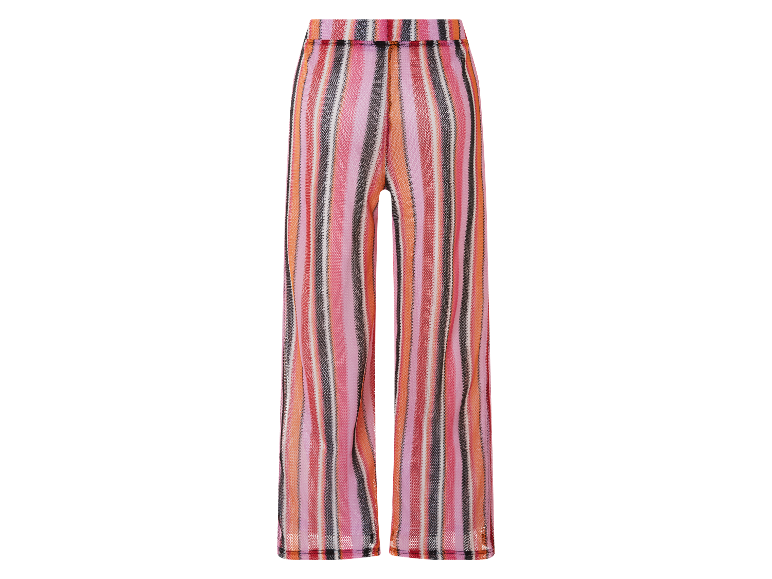 Pantalon rayé multicolore en tissu léger.