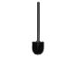 Brosse de toilette noire avec un long manche.