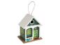 Nichoir décoratif en forme de maison verte avec le numéro 23 et des détails de bienvenue.