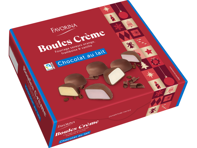 Boîte de chocolats au lait Favorina Boules Crème.