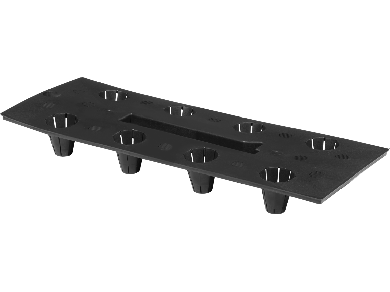 Système de culture hydroponique noir avec des trous pour les plantes.