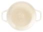 Cocotte crème avec deux poignées et symboles de compatibilité table de cuisson