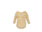 Body bébé jaune avec imprimé de maisons, écharpes et flocons de neige.