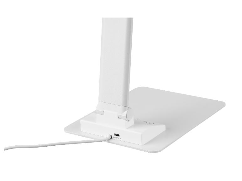 Lampe de bureau blanche avec bras réglable et câble USB connecté
