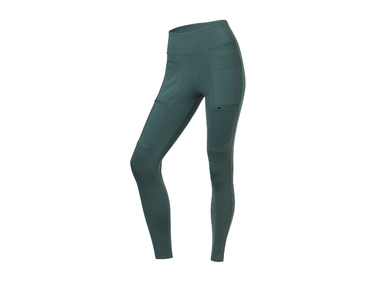 Leggings de sport vert foncé avec poches.