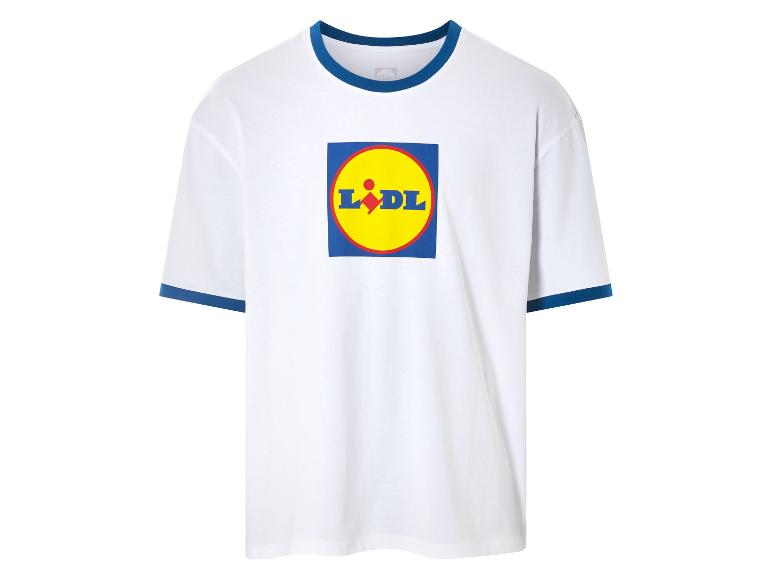 T-shirt blanc à col contrastant avec logo Lidl.