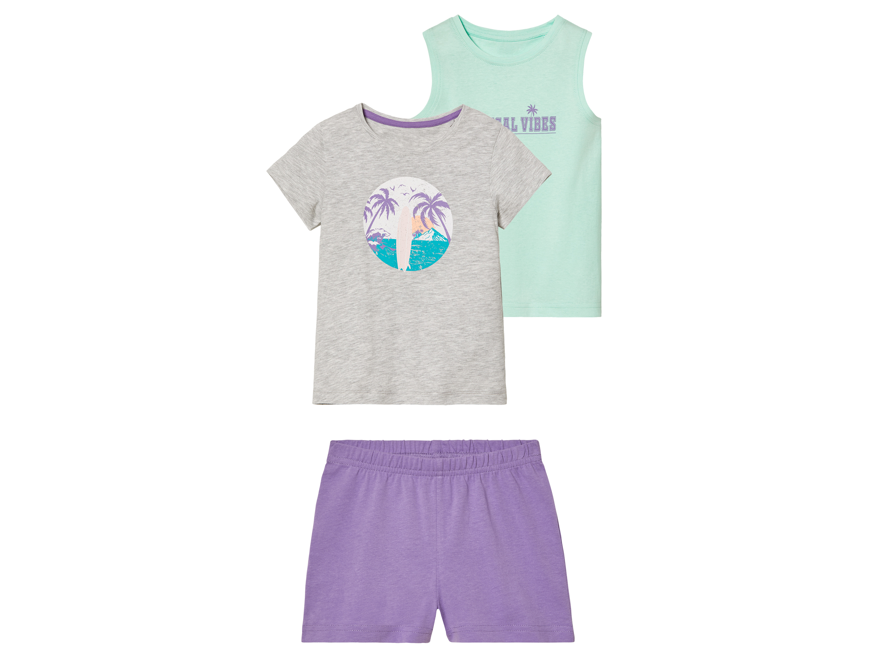 lupilu® Ensemble petite fille (gris/menthe/lilas)
