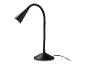 Une lampe de bureau flexible noire avec un abat-jour conique.