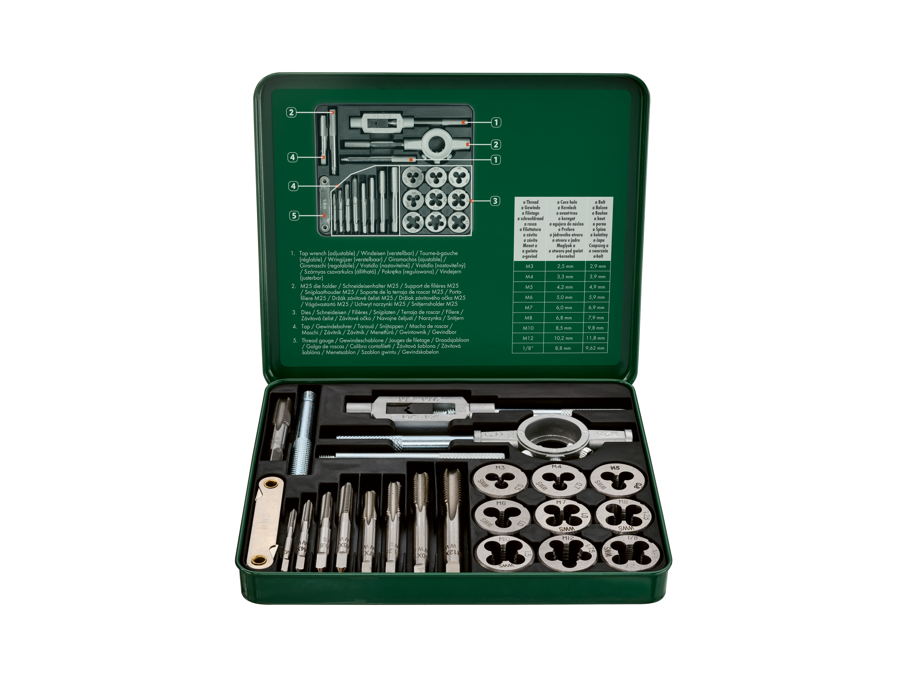 PARKSIDE® Set de filetage et taraudage, 21 pièces