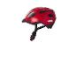 Un casque de vélo rouge avec des sangles noires