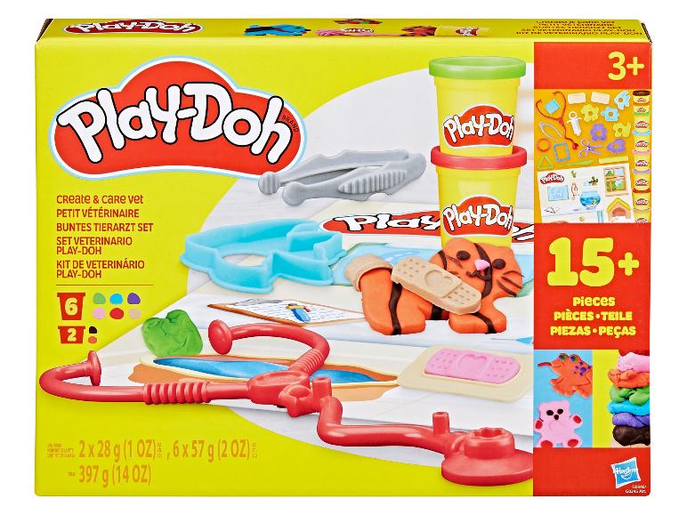 Kit de jeu vétérinaire en pâte à modeler avec plus de 15 pièces, 8 pots de pâte et outils.