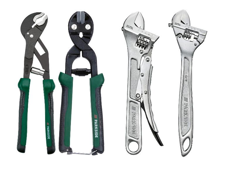 Ensemble d'outils Parkside : pinces, coupe-fils et clés anglaises.