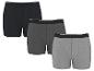 Lot de trois boxers pour hommes en noir, gris foncé et gris clair.
