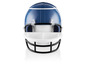 Un casque de football américain bleu avec une visière blanche.
