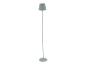 Lampadaire vert clair design avec abat-jour conique.
