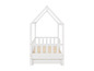 Lit d'enfant blanc en forme de maison avec un lit escamotable.