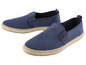 Deux paires de chaussures en toile bleues avec une semelle en corde.