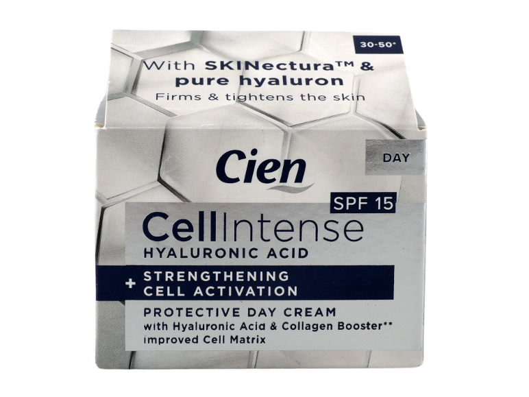 Crème de jour pour le visage à l'acide hyaluronique, SPF 15, pour le renforcement et l'activation cellulaire.