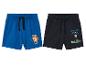 Deux shorts pour enfant, bleu et marine, décorés de Peppa Pig.