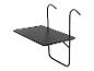 Tablette pliante noire avec supports pour accrochage.