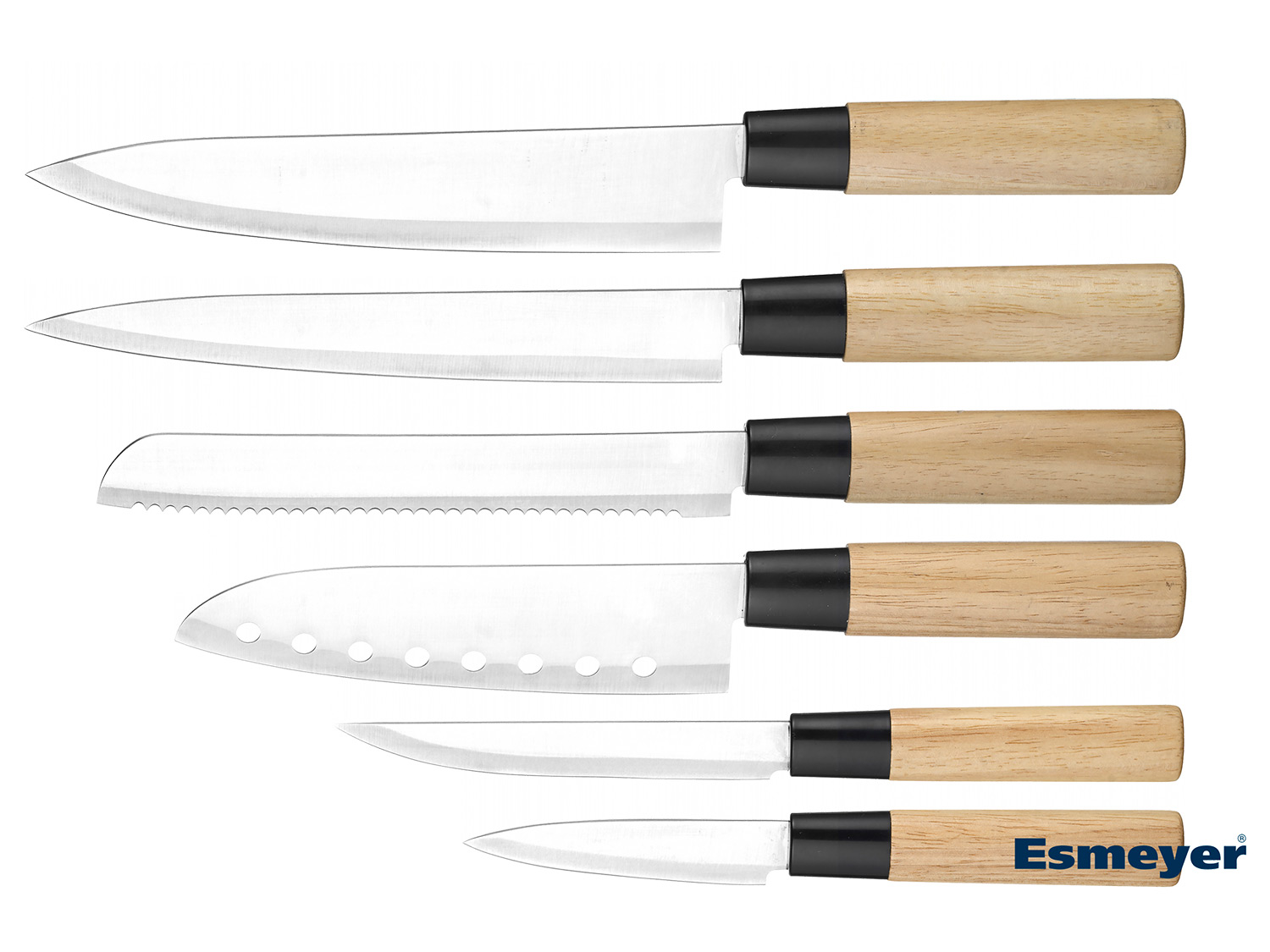 Esmeyer Set de couteaux Asia 6 pièces en acier inoxydable/manche en bois
