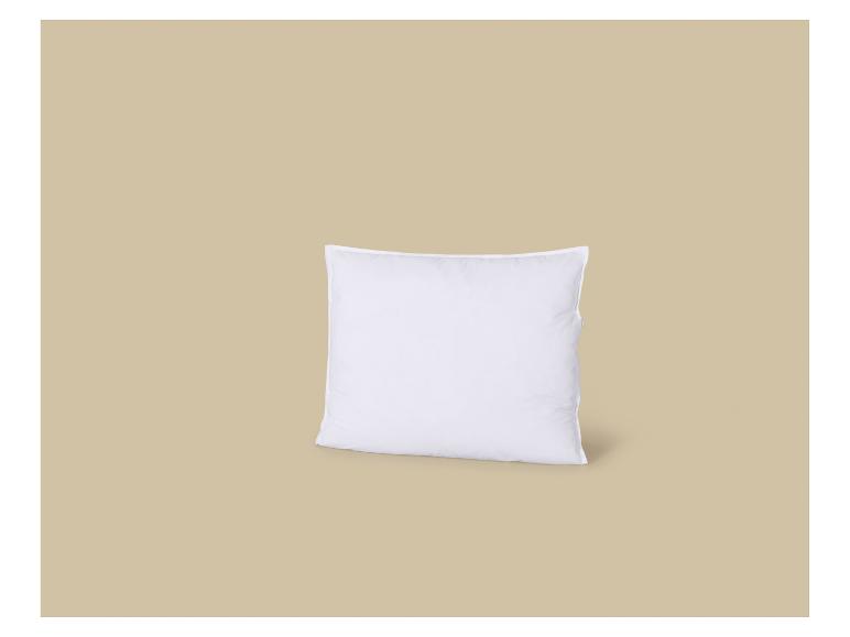 Un oreiller blanc sur un fond beige.