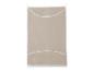 Sac de rangement beige avec bordure blanche et fermeture éclair pour organiser les vêtements.