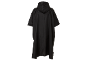 Poncho noir imperméable avec capuche, vu de dos.