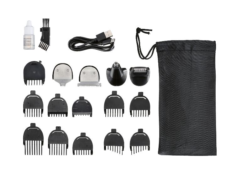 Kit d'accessoires pour tondeuse à cheveux avec plusieurs peignes et étui.