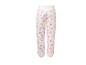 Pantalon de jogging blanc pour enfant avec motifs de fleurs et de cœurs colorés.