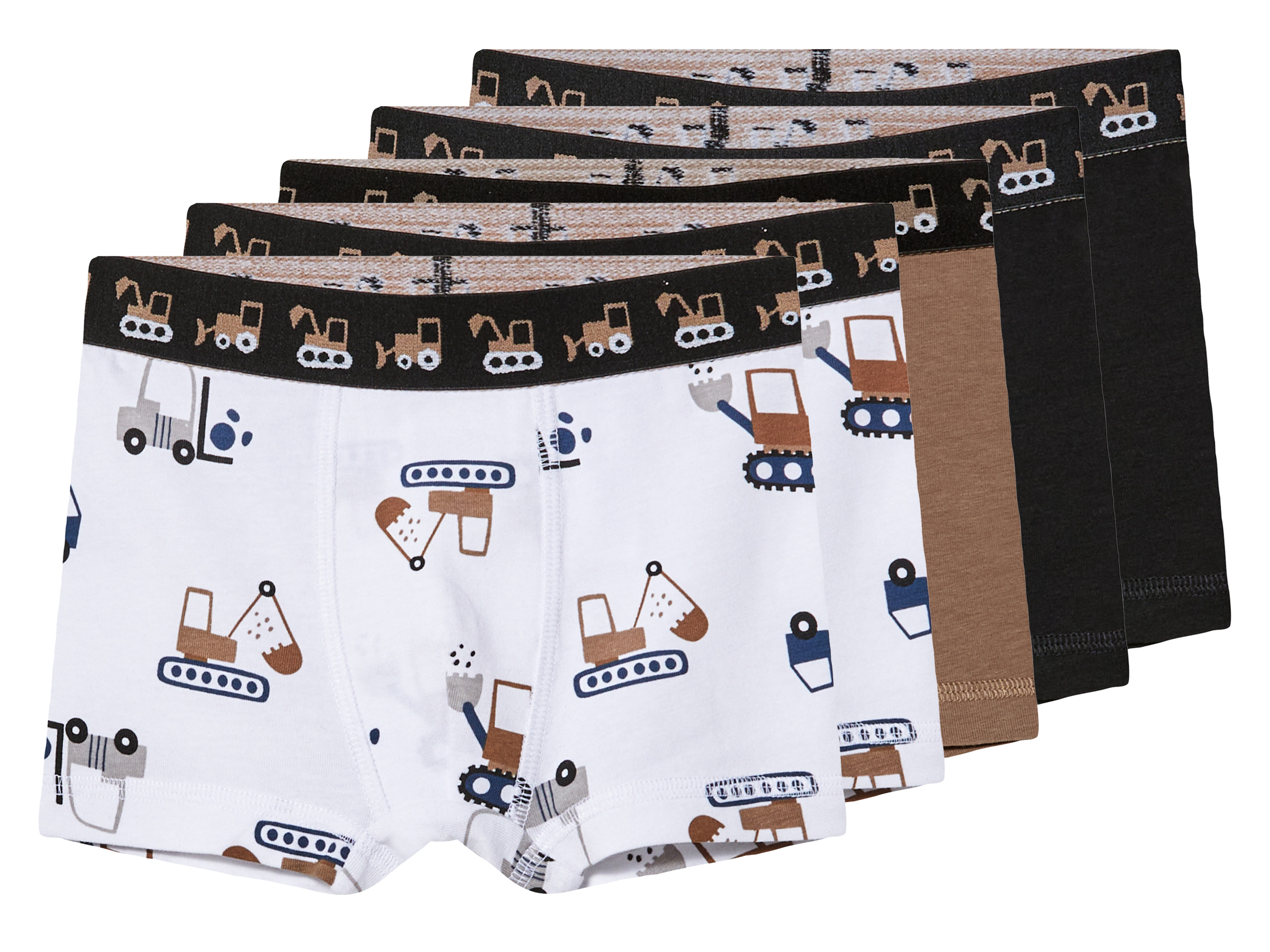lupilu® Lot de 5 boxers petit garçon (2-4 ans, blanc/marron/noir)