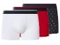 Trois boxers pour hommes : blanc, rouge et marine avec motif ancre.