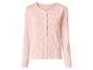 Cardigan rose à manches longues avec col en V et boutonnage sur le devant